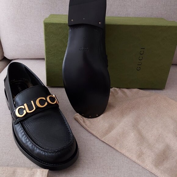 BRAND NEW ,Never Worn , Gucci Cara Leather Logo Loafers - Picture 4 of 6
